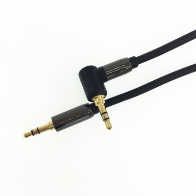 High Grade Glod Plated Spring 90 Degrees 3.5mm Jacket Male To Male Aux Stereo Audio Cable